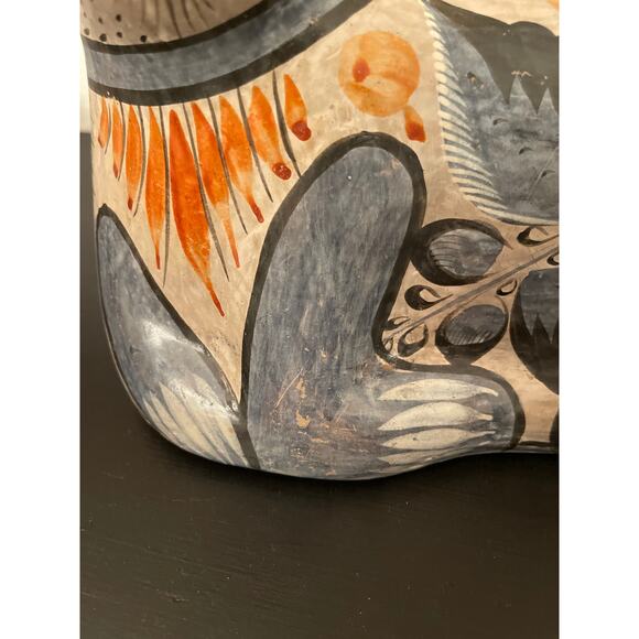 Vintage Tonala Artisan Cat Folk Art Burnished Pottery Ceramic Mexican Large - Picture 3 of 9